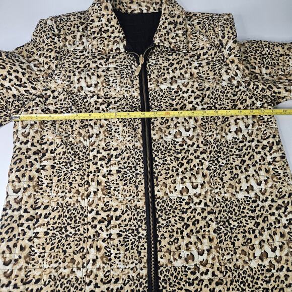 Reversible Jacket Leopard Print & Black Quilted Jacket Women’s Medium - Picture 3 of 8